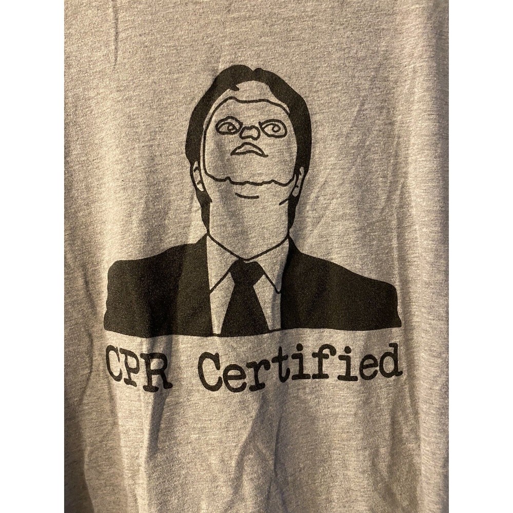 Dwight Schrute CPR Certified T-shirt Men L The Office Fun Unique Shirt
